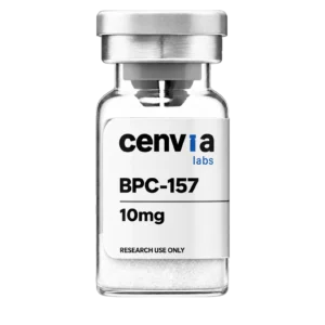Cenvia Labs BPC-157 10mg vial, transparent background (product mockup, not final photography)