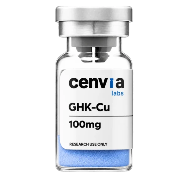 Cenvia Labs GHK-Cu 100mg vial, transparent background (product mockup, not final photography)