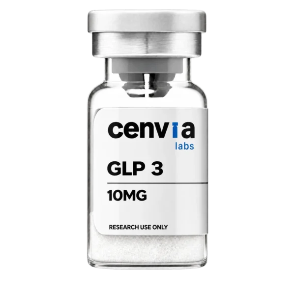 Cenvia Labs GLP-3 10mg vial, transparent background (product mockup, not final photography)