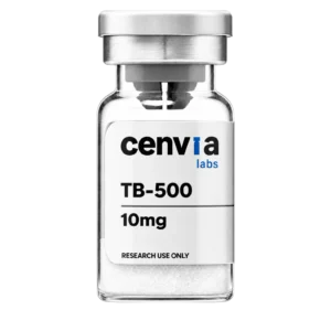 Cenvia Labs TB-500 10mg vial, transparent background (product mockup, not final photography)