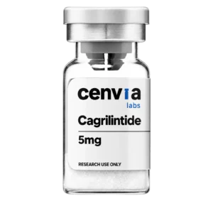 Cenvia Labs Cagrilintide 5mg vial, transparent background (product mockup, not final photography)