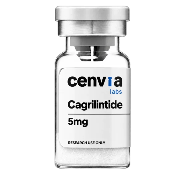 Cenvia Labs Cagrilintide 5mg vial, transparent background (product mockup, not final photography)
