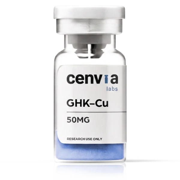 Cenvia Labs GHK-Cu 50mg vial, transparent background (product mockup, not final photography)