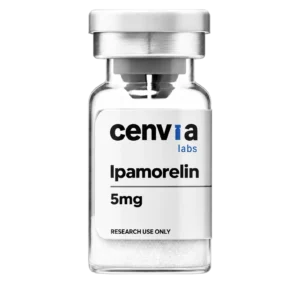 Cenvia Labs Ipamorelin 5mg vial, transparent background (product mockup, not final photography)