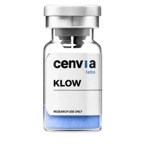 Cenvia Labs KLOW 80mg vial, transparent background (product mockup, not final photography)