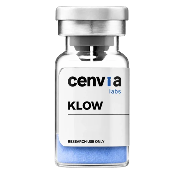 Cenvia Labs KLOW 80mg vial, transparent background (product mockup, not final photography)