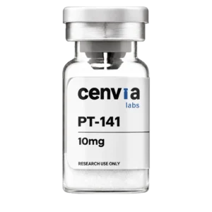 Cenvia Labs PT-141 10mg vial, transparent background (product mockup, not final photography)