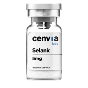 Cenvia Labs Selank 5mg vial, transparent background (product mockup, not final photography)