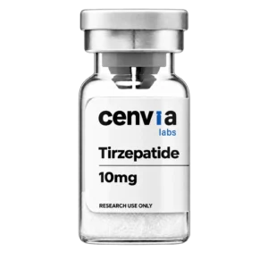Cenvia Labs Tirzepatide 10mg vial, transparent background (product mockup, not final photography)